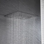Black 16 Inch Square Rainfall Shower Head Ultrathin Stainless Steel Shower Head Chrome Bathroom Top Rain Head Shower Faucet Head