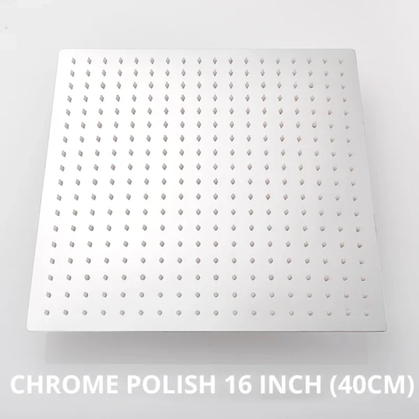 Black 16 Inch Square Rainfall Shower Head Ultrathin Stainless Steel Shower Head Chrome Bathroom Top Rain Head Shower Faucet Head