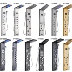 Black Bathroom Shower Panel Column Golden Rain Waterfall Shower Faucet Bidet Sprayer Tap SPA Massage Jet LED Bath Shower Set