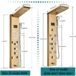 Black Bathroom Shower Panel Column Golden Rain Waterfall Shower Faucet Bidet Sprayer Tap SPA Massage Jet LED Bath Shower Set