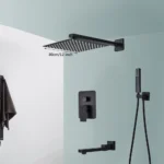 Black Shower Faucets System Bathroom Wall Mounted Rainfall Shower Kit Concealed Embedded Box Hot Cold Water Mixer Tap SUS304