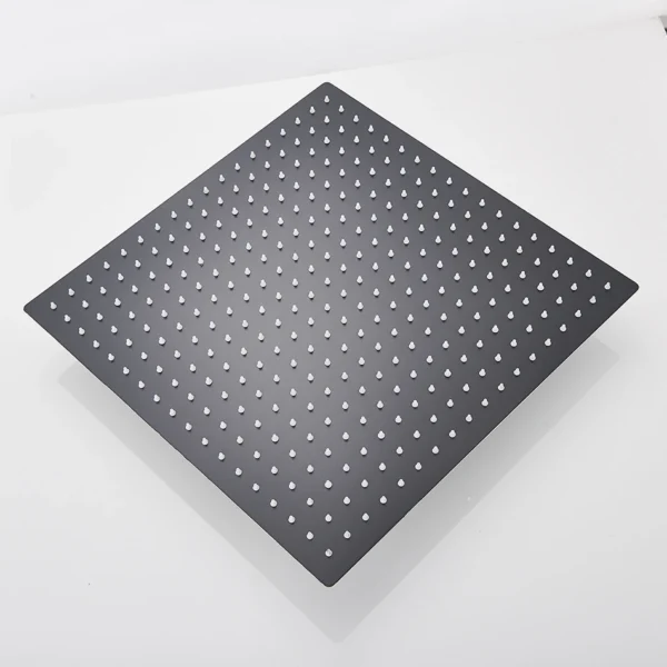 Black 16 Inch Square Rainfall Shower Head Ultrathin Stainless Steel Shower Head Chrome Bathroom Top Rain Head Shower Faucet Head