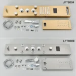 Black Bathroom Shower Panel Column Golden Rain Waterfall Shower Faucet Bidet Sprayer Tap SPA Massage Jet LED Bath Shower Set