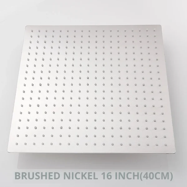 Black 16 Inch Square Rainfall Shower Head Ultrathin Stainless Steel Shower Head Chrome Bathroom Top Rain Head Shower Faucet Head