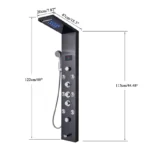Brushed Nickel Bathroom Shower Column Wall Mounted Black LED Shower Panel Faucets Rainfall Digital Screen 6 Modes Mixer Tap
