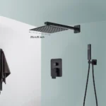 Black Shower Faucets System Bathroom Wall Mounted Rainfall Shower Kit Concealed Embedded Box Hot Cold Water Mixer Tap SUS304