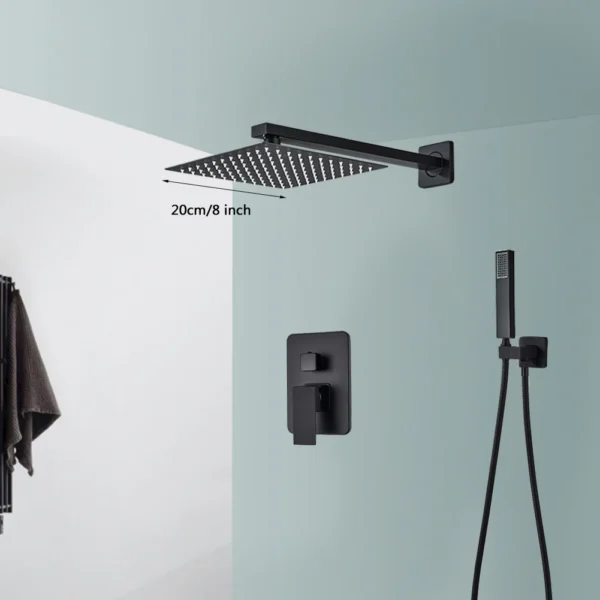 Black Shower Faucets System Bathroom Wall Mounted Rainfall Shower Kit Concealed Embedded Box Hot Cold Water Mixer Tap SUS304
