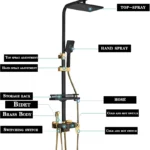 4-Function Button Digital Display Shower Faucet Set Chrome Rain Shower Column Constant Temperature Shower Wall Mounted