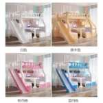 Solid Wood Bunk Beds for Children Bunk Beds with Desk Slides Wooden Beds for Children Raised Cribs with Mattresses سرير أطفال
