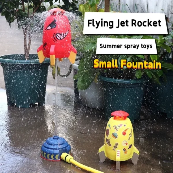 Flying JET Rocket Fountain Sprinkler Splashing Water Toy for Kids 360 Degree Rotating Outdoor Pool Party Children's Summer Toy
