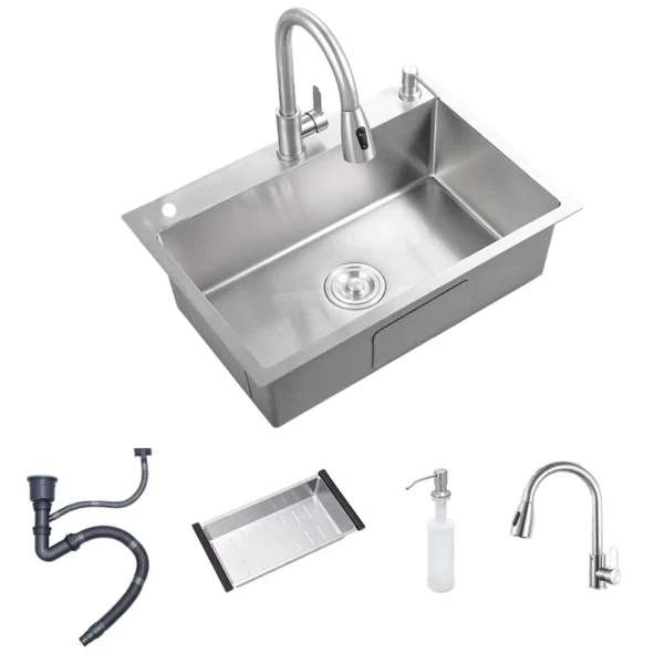 304 Stainless Steel Kitchen Sink Topmount Or Undermount Single Bowl Wash Basin For Home Fixture With Drainage Accessories