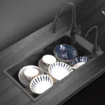Black 304 Stainless Steel Kitchen Sink Single Bowl Undermount/Drop-In Washing Basin For Kitchen with Drainage Faucet Accessories