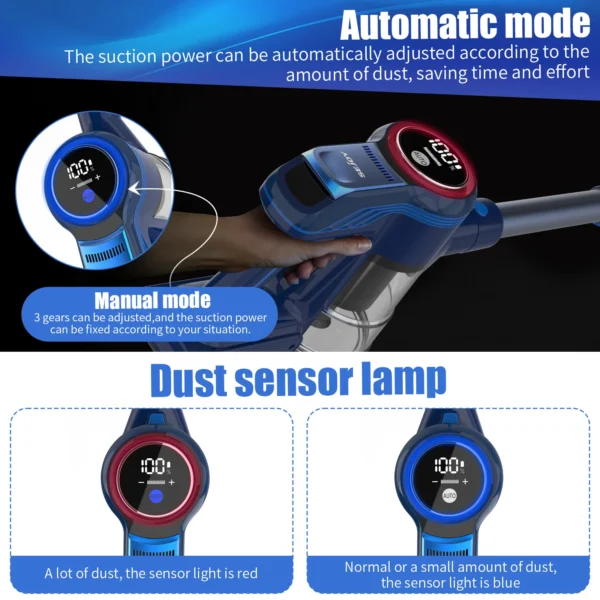 Sejoy 25Kpa Suction Power Handheld Cordless Wireless Vacuum Cleaner for Home Appliance 0.6L Dust Cup Removable Battery