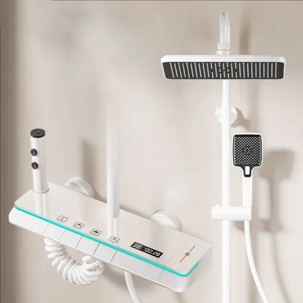 Hot Cold Piano Digital Bathroom Shower Set Rainfall Shower Head Brass Bathroom Faucet Accessories Digital Bathroom Shower System