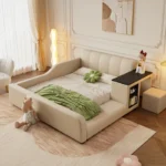 European Minimalist Waterproof Storage Bed Kids Stylish Headboard Modern Home Furniture Perfect Small Spaces Decoration Decor