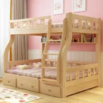 Solid Wood Bunk Beds for Children Bunk Beds with Desk Slides Wooden Beds for Children Raised Cribs with Mattresses سرير أطفال