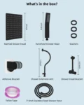All Metal Shower Head, 10'' High Pressure Rainfall Shower Head, Showerhead Combo/Handheld Shower Wand,71'' Hose,