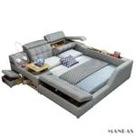 Modern Multi-Functional Tech Smart Bed with Storage, Speakers, USB, Bookshelves, and Tatami – Luxury King/Queen Ultimate Bed