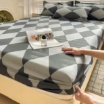 Bed Sheets Plaid Fitted Sheet Non Slip 침대패드 Skin-Friendly With Elastic Band Mattress Cover (no Pillowcase) Double Bed Sheets