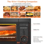 1800W Air Fryer Toaster Oven, Fabuletta 10-in-1 Countertop Convection Air Fryer Oven,Flip Up & Away Capability for Storage Space