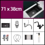 Black 304 Stainless Steel Kitchen Sink Single Bowl Undermount/Drop-In Washing Basin For Kitchen with Drainage Faucet Accessories