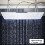 Black Ceiling Intelligent Remote Control LED Rainfall Waterfall Single Shower Head Concealed Shower Tap
