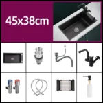 Black 304 Stainless Steel Kitchen Sink Single Bowl Undermount/Drop-In Washing Basin For Kitchen with Drainage Faucet Accessories