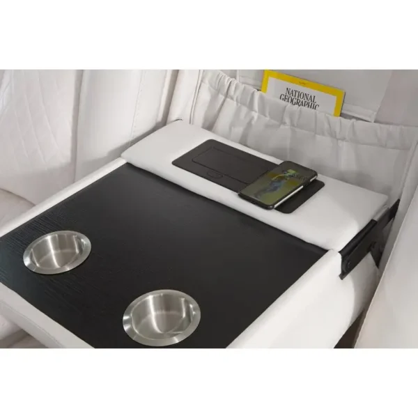 Power Reclining Sofa Set 3-2-1 with DDT, LED Strip, Reading Light, USB Charging Port, Cup Holders, Storage, White Color