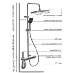 12 Inch Shower Set Digital Display LED Wall Mounted Hot & Cold Faucet Mixer Rain Shower Bathroom Smart Shower Set