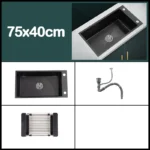Black 304 Stainless Steel Kitchen Sink Single Bowl Undermount/Drop-In Washing Basin For Kitchen with Drainage Faucet Accessories