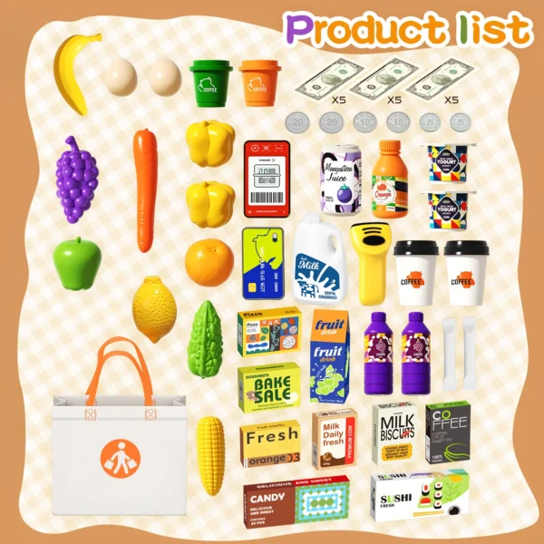 Pretend Play Calculator Cash Register Toys Supermarket Shop Cashier Registers with Scanner Credit Card Birthday Gifts for Kids