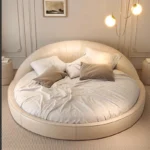 Unique Minimalist Aesthetics Round Beds Elegant Luxury Cream Wind Princess Simple Wedding Bedroom Sleep Beliche Home Furniture
