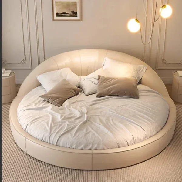 Unique Minimalist Aesthetics Round Beds Elegant Luxury Cream Wind Princess Simple Wedding Bedroom Sleep Beliche Home Furniture