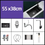 Black 304 Stainless Steel Kitchen Sink Single Bowl Undermount/Drop-In Washing Basin For Kitchen with Drainage Faucet Accessories