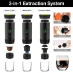 EAS-Wireless Electric Portable Espresso Coffee Machine Portable Coffee Maker 3-In-1 Capsule Powder Travel Coffee Maker Sliver