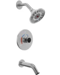 EVERSTEIN LED Light Shower Head System Shower Faucet Set with Brass Balanced Valve Wall Mount Tub Faucet