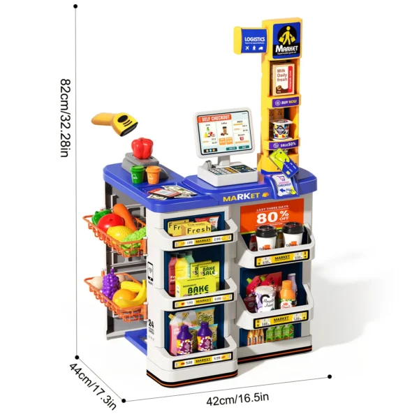 Pretend Play Calculator Cash Register Toys Supermarket Shop Cashier Registers with Scanner Credit Card Birthday Gifts for Kids