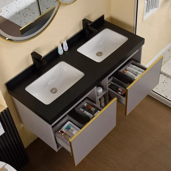 Wall-hung Bathroom Vanities Furniture Mounted Bathroom Waterproof Mirror Cabinet Double Wash Bathroom Cabinet