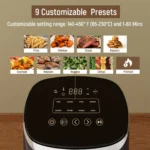 Air Fryer, Fabuletta 4.2QT Air Fryer Oven With 9 Customizable Cooking Programs,Tempered Glass Display, Dishwasher-Safe Nonstick