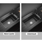 Black 304 Stainless Steel Kitchen Sink Single Bowl Undermount/Drop-In Washing Basin For Kitchen with Drainage Faucet Accessories