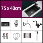 Black 304 Stainless Steel Kitchen Sink Single Bowl Undermount/Drop-In Washing Basin For Kitchen with Drainage Faucet Accessories