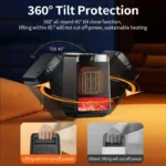 3D Flame Electric Fireplace Heater PTC Ceramic Energy Saving Fast Heating Timer Silent for Home Office Decorative Design