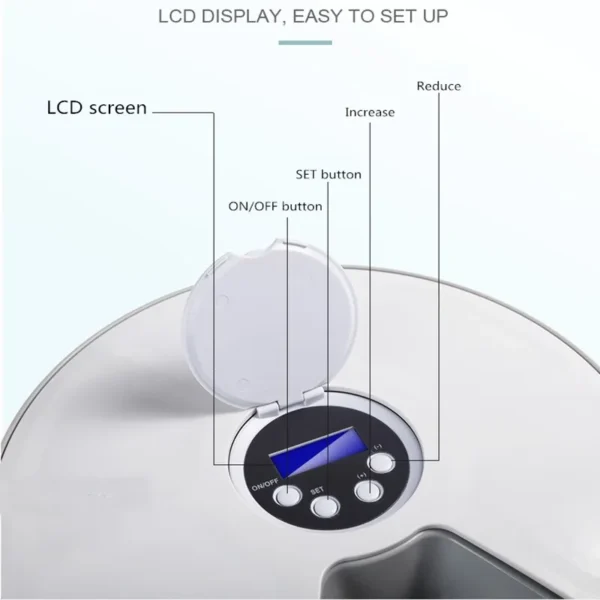 Automatic Pet Feeder Timing Feeder 6 Meals 6 Grids Cat Dog Electric Dry Food Dispenser Accessories Smart Control Pet Feeder