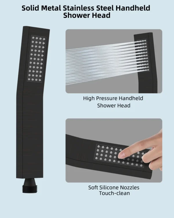 All Metal Shower Head, 10'' High Pressure Rainfall Shower Head, Showerhead Combo/Handheld Shower Wand,71'' Hose,