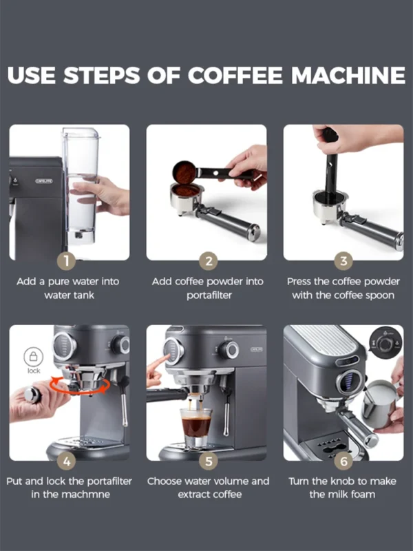Cafelffe Cappuccino Espresso Machine Inox Semi Automatic Coffee Maker ESE POD&Powder Stainless Steel steam Hot /Cold cafetera