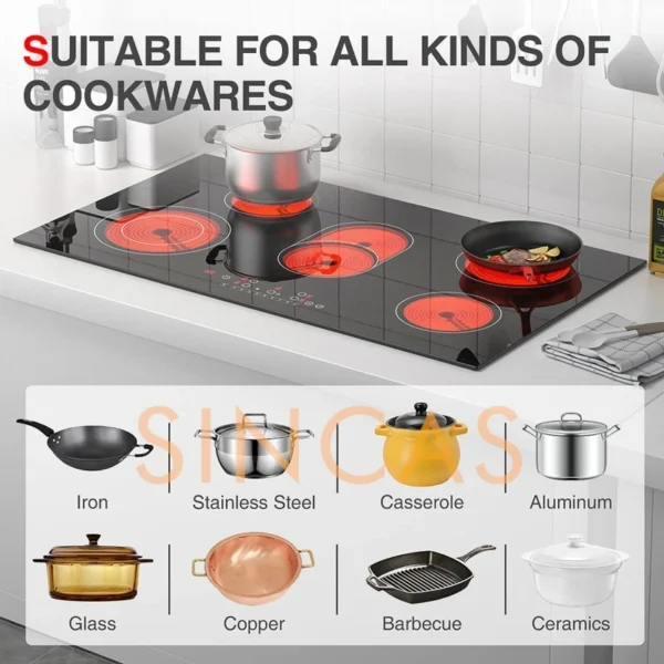 Five-Burner Induction Cooker Electric Ceramic Cooker Embedded High-Power Kitchen Appliance Multi-Burner Hot Pot Cooking Stove