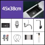 Black 304 Stainless Steel Kitchen Sink Single Bowl Undermount/Drop-In Washing Basin For Kitchen with Drainage Faucet Accessories