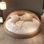 Unique Minimalist Aesthetics Round Beds Elegant Luxury Cream Wind Princess Simple Wedding Bedroom Sleep Beliche Home Furniture