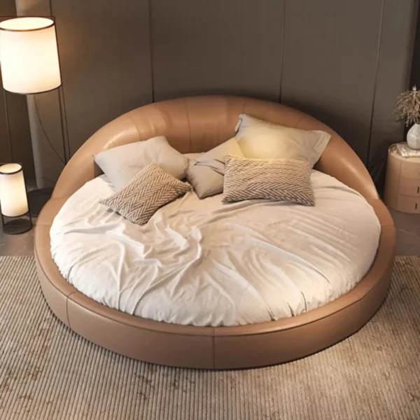 Unique Minimalist Aesthetics Round Beds Elegant Luxury Cream Wind Princess Simple Wedding Bedroom Sleep Beliche Home Furniture