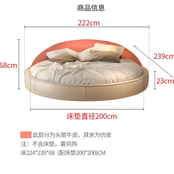 Unique Minimalist Aesthetics Round Beds Elegant Luxury Cream Wind Princess Simple Wedding Bedroom Sleep Beliche Home Furniture